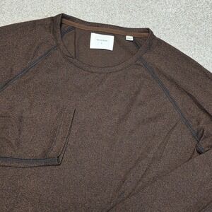 Billy Reid Brown Knit Sweater Mens Large Lagenlook Cotton Blend Pullover Peru